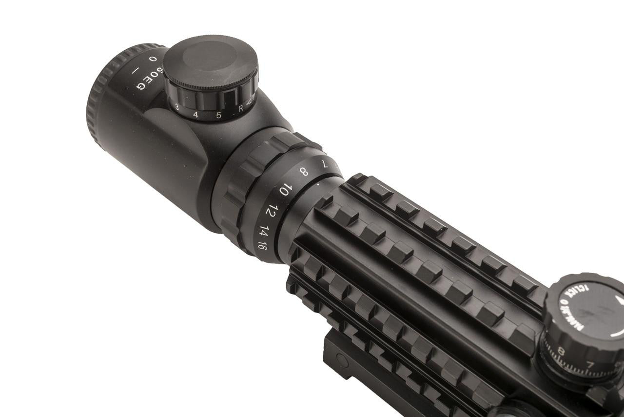 4-16X50mm Tri-Rail Illuminated Sniper Rifle Scope w/ Built In Mount