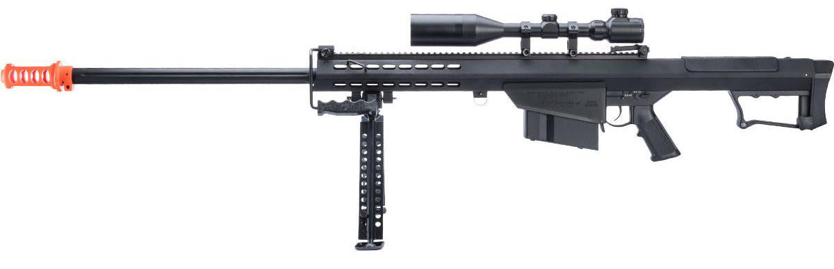 6mmProShop Barrett Licensed M107A1 Bolt Action Airsoft Sniper Rifle, Black
