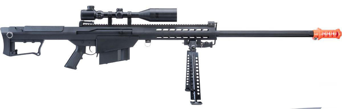 6mmProShop Barrett Licensed M107A1 Bolt Action Airsoft Sniper Rifle, Black