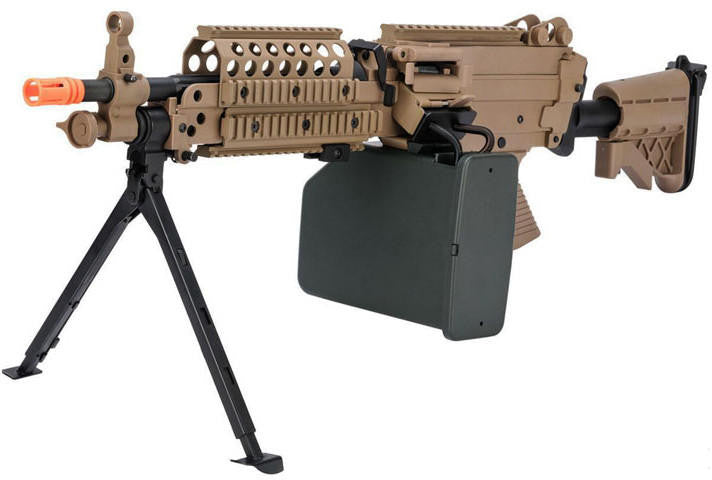 A&K MK46 M249 Saw Light Machine Airsoft Rifle, Tan