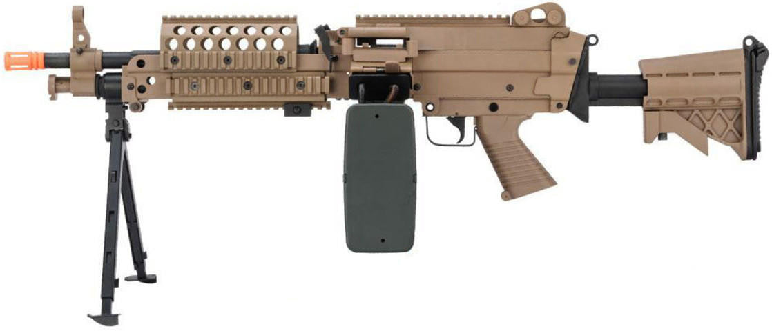 A&K MK46 M249 Saw Light Machine Airsoft Rifle, Tan