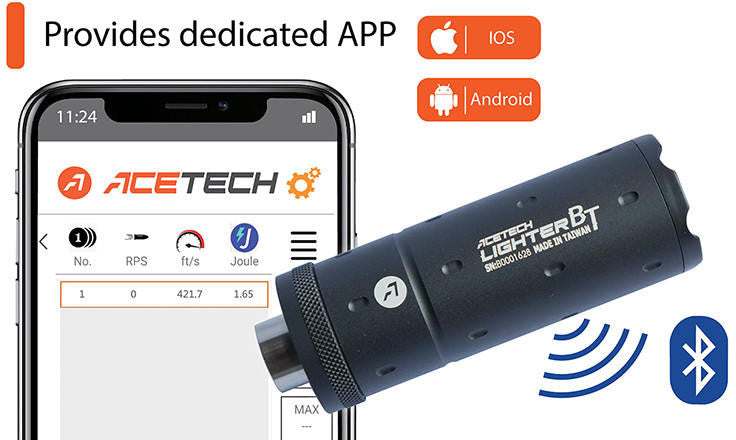 AceTech Lighter BT Airsoft Tracer Unit 14mm/11mm, Black