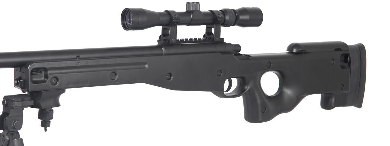 AGM L96 AWP Bolt Action Airsoft Sniper Rifle w/ Scope and Bipod, Black