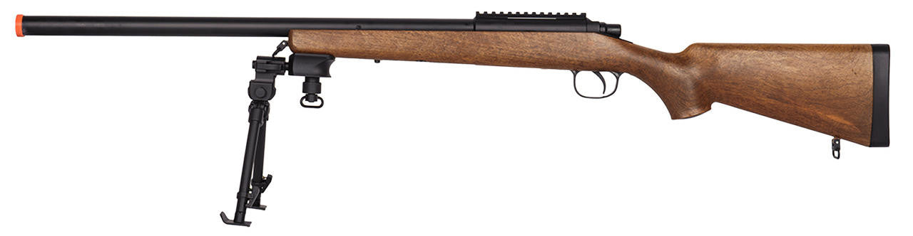 AGM Bolt Action Airsoft Sniper Rifle with Bipod, Wood