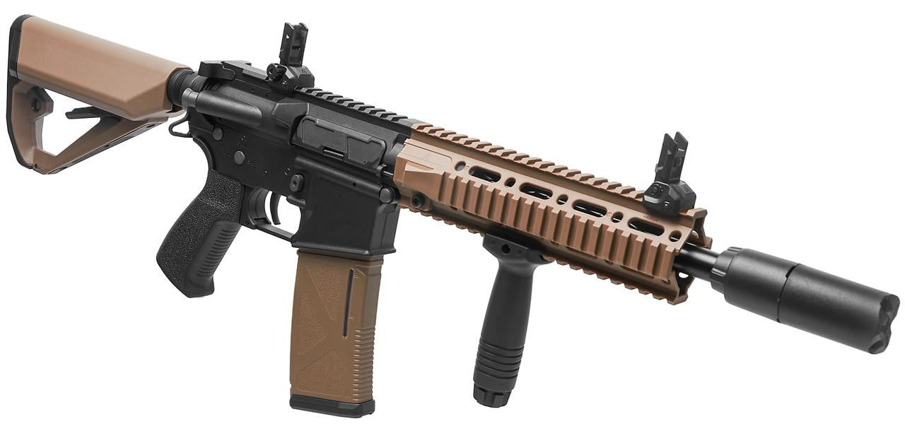 Arcturus LWT MK-II CQB 10" AEG Sport ARC SE Airsoft Rifle Starter Pack, Black/Tan