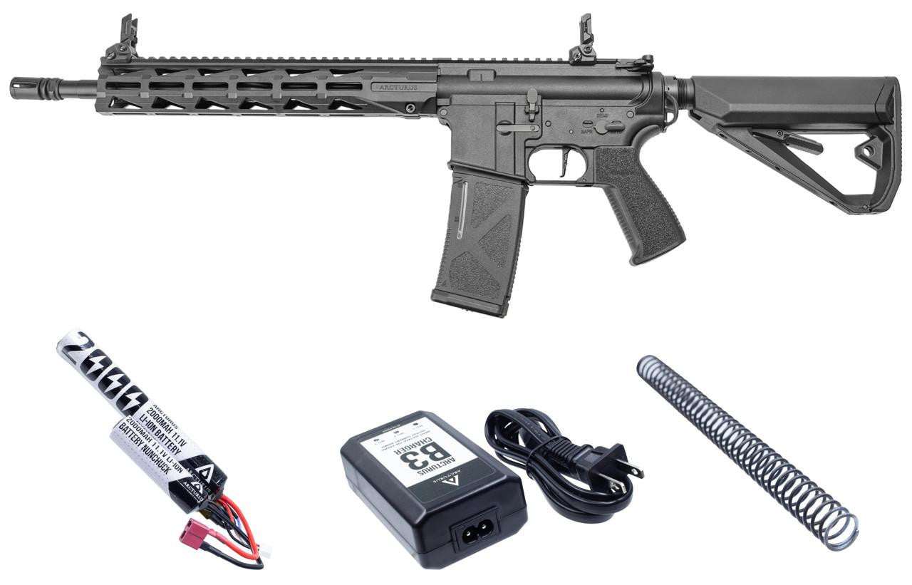 Arcturus LWT MK-III Carbine 12" Sport AEG SE Airsoft Rifle Starter Pack, Black