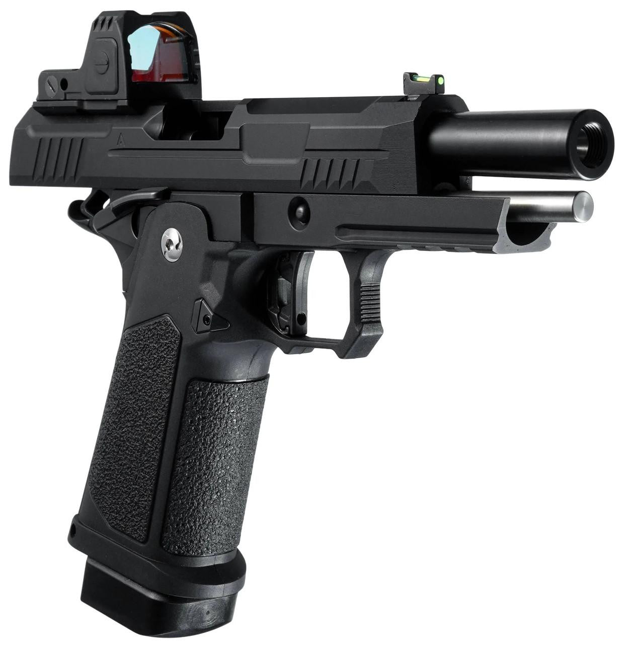 ARCTURUS Vanguard 4.3" Hi-Capa GBB Airsoft Pistol w/ Optics Ready Slide & ARS-1 Red Dot Combo, Black