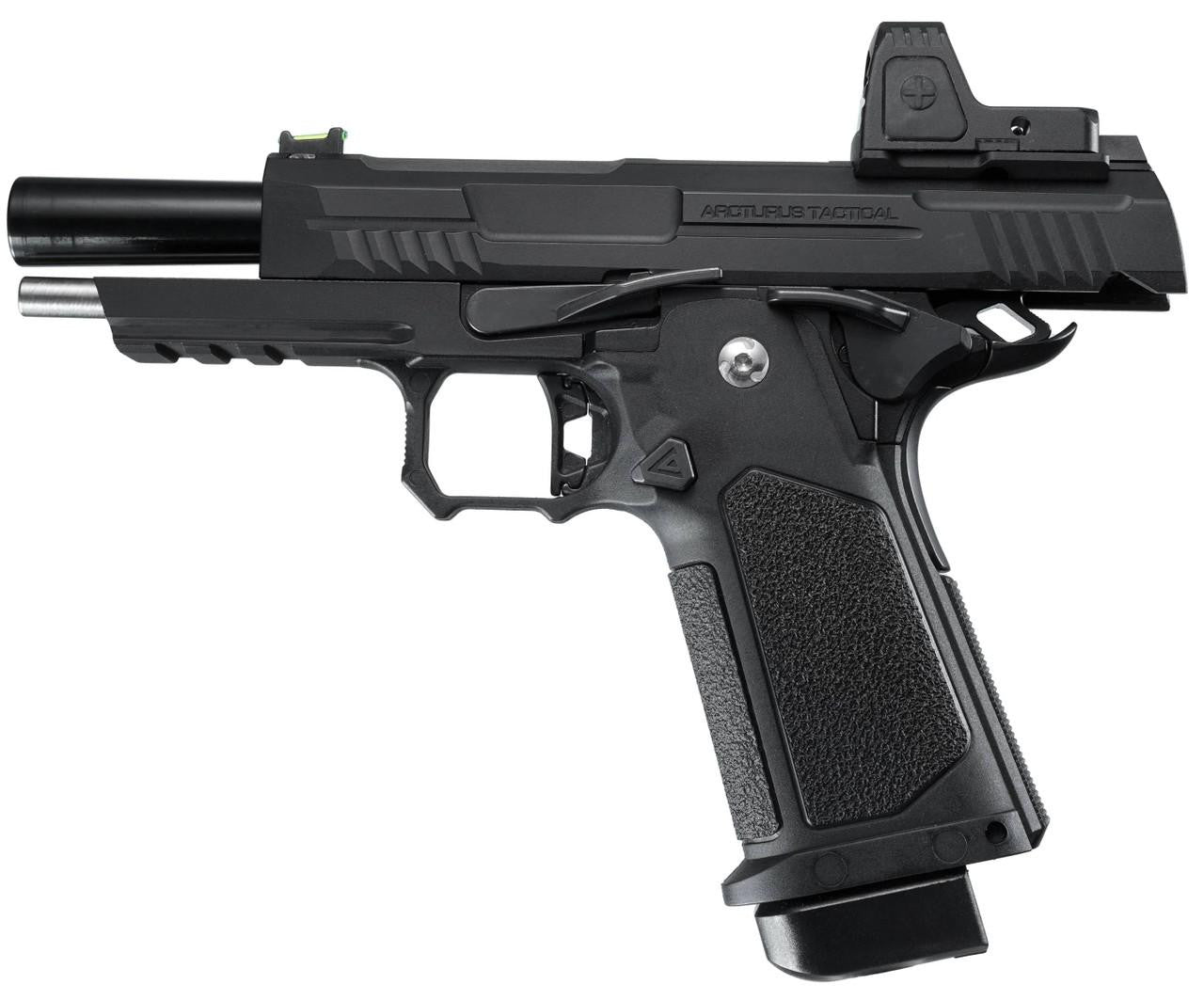 ARCTURUS Vanguard 4.3" Hi-Capa GBB Airsoft Pistol w/ Optics Ready Slide & ARS-1 Red Dot Combo, Black
