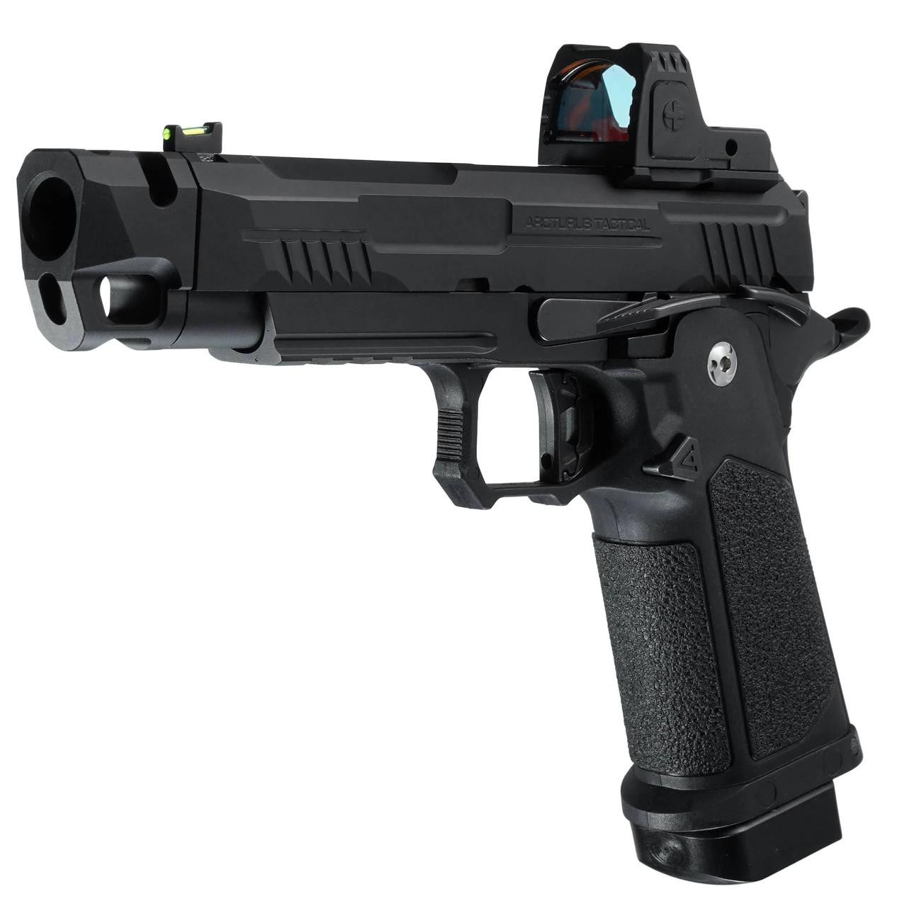 ARCTURUS Vanguard 4.3" Hi-Capa GBB Airsoft Pistol w/ Optics Ready Slide & Compensator & ARS-1 Red Dot Combo, Black