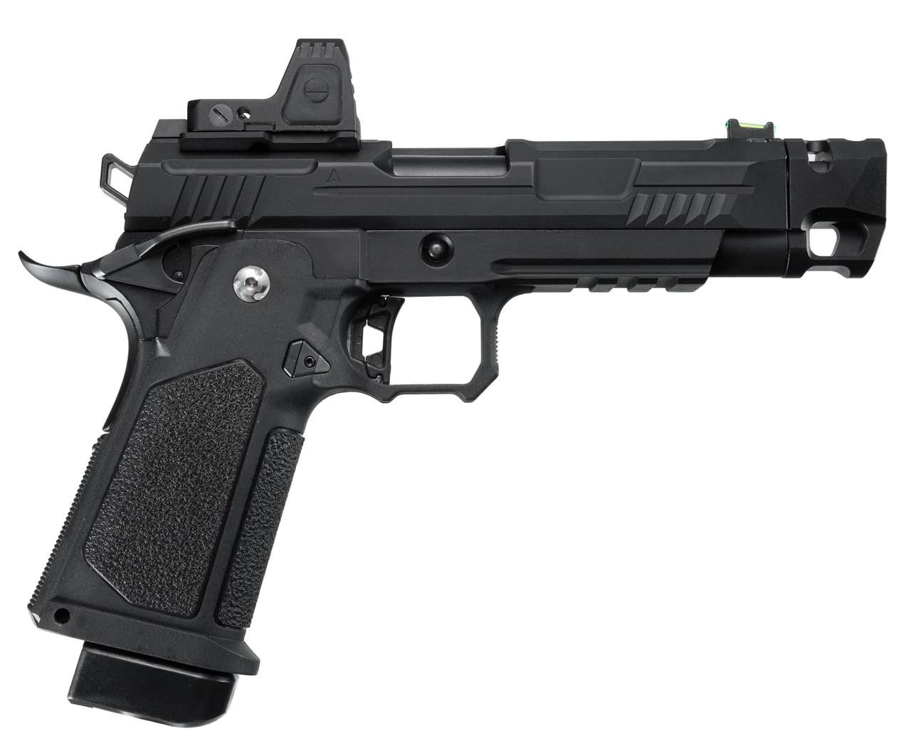 ARCTURUS Vanguard 4.3" Hi-Capa GBB Airsoft Pistol w/ Optics Ready Slide & Compensator & ARS-1 Red Dot Combo, Black