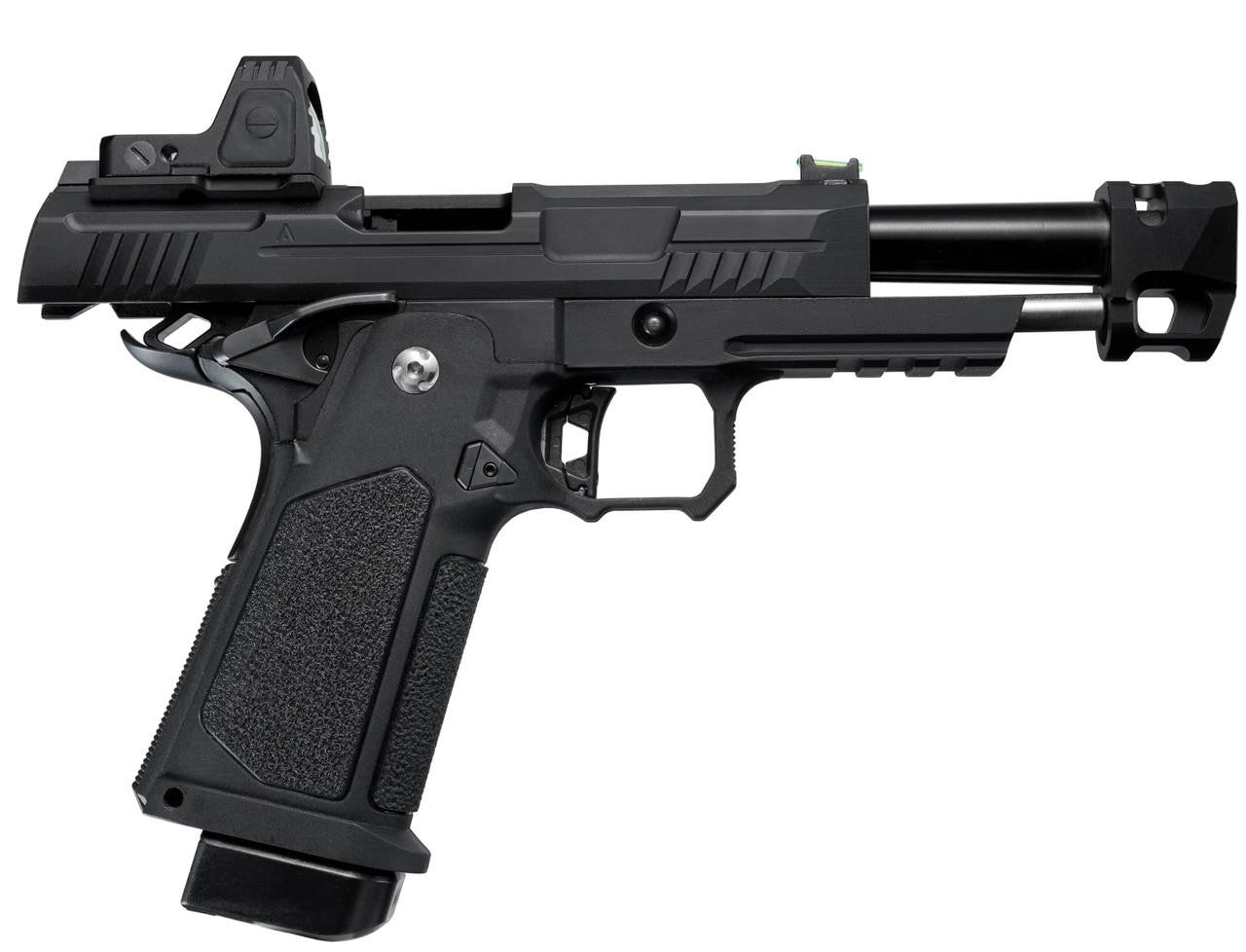 ARCTURUS Vanguard 4.3" Hi-Capa GBB Airsoft Pistol w/ Optics Ready Slide & Compensator & ARS-1 Red Dot Combo, Black