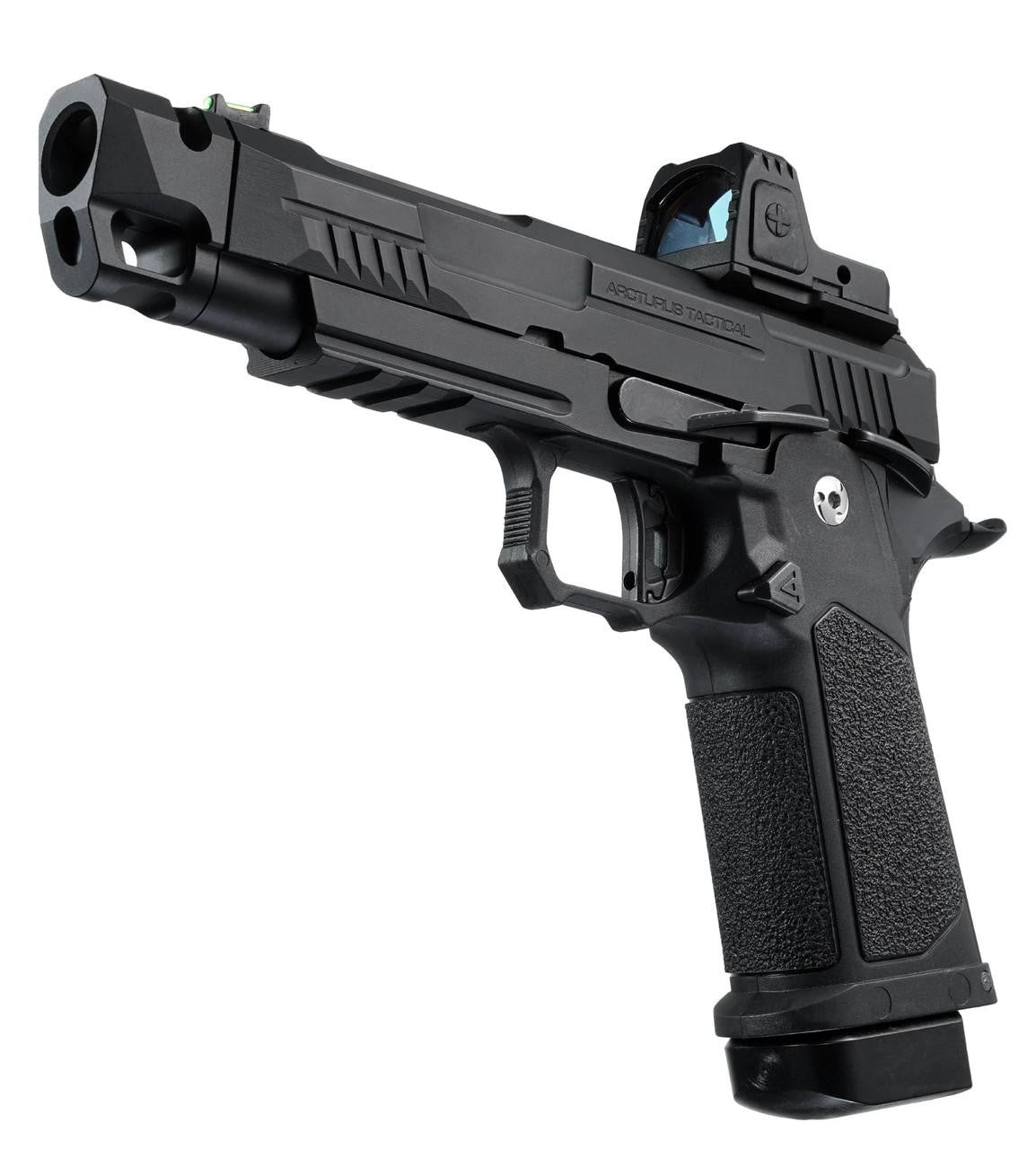 ARCTURUS Vanguard 4.3" Hi-Capa GBB Airsoft Pistol w/ Optics Ready Slide & Compensator & ARS-1 Red Dot Combo, Black