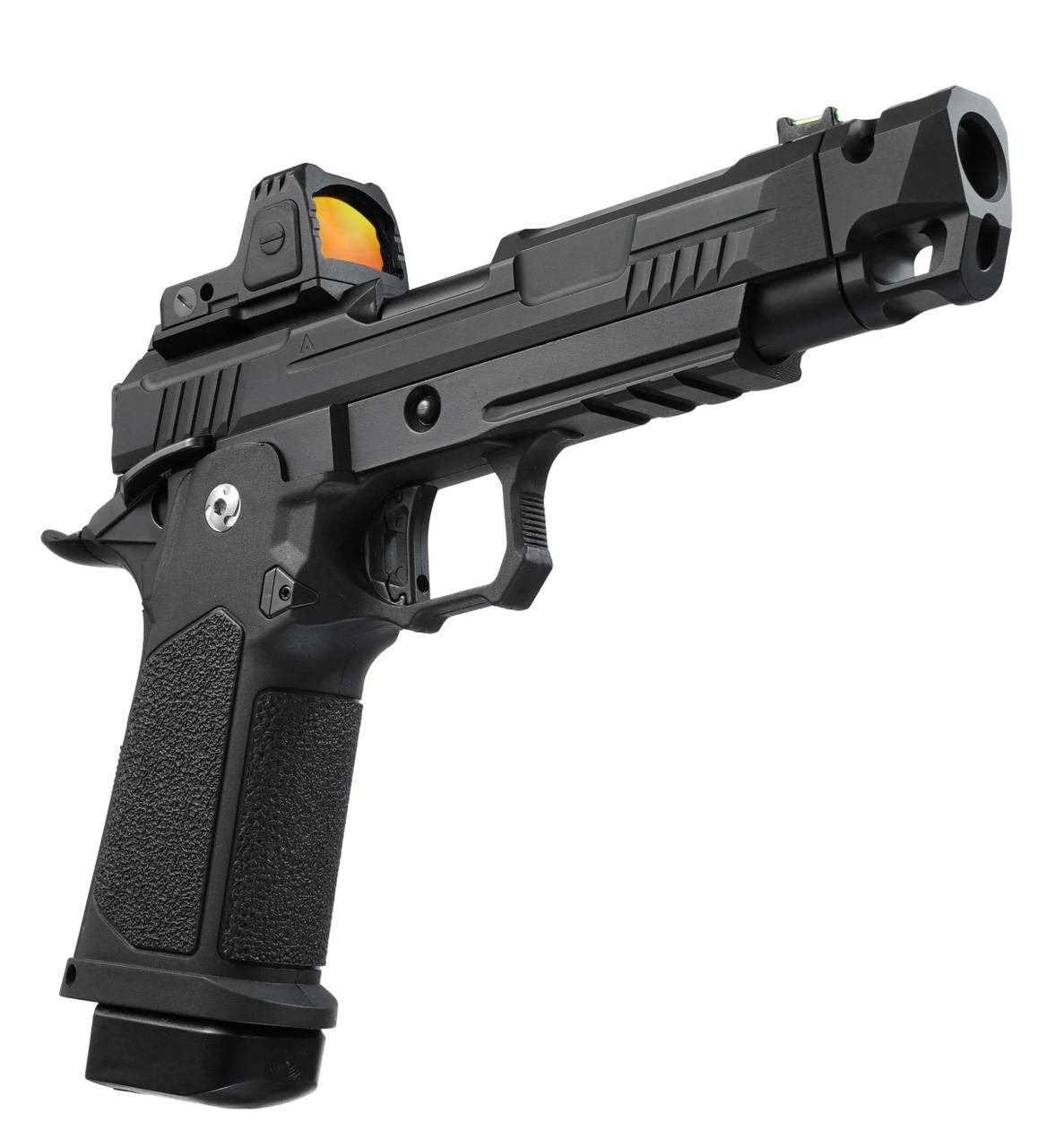 ARCTURUS Vanguard 4.3" Hi-Capa GBB Airsoft Pistol w/ Optics Ready Slide & Compensator & ARS-1 Red Dot Combo, Black