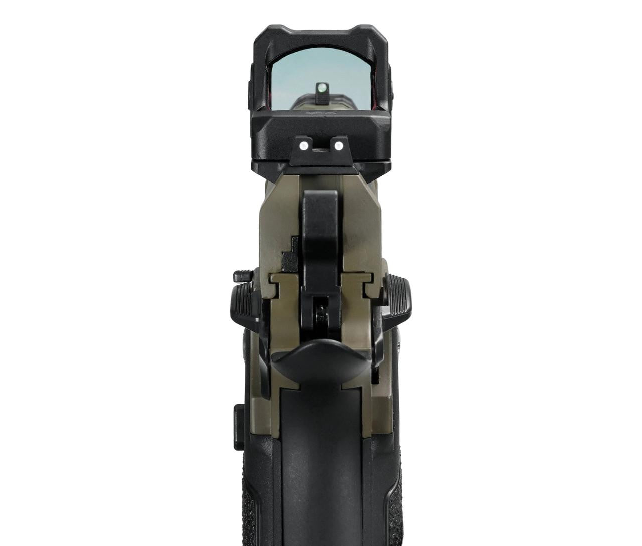 ARCTURUS Vanguard 4.3" Hi-Capa GBB Airsoft Pistol w/ Optics Ready Slide & Compensator & ARS-1 Red Dot Combo, Black/Tan