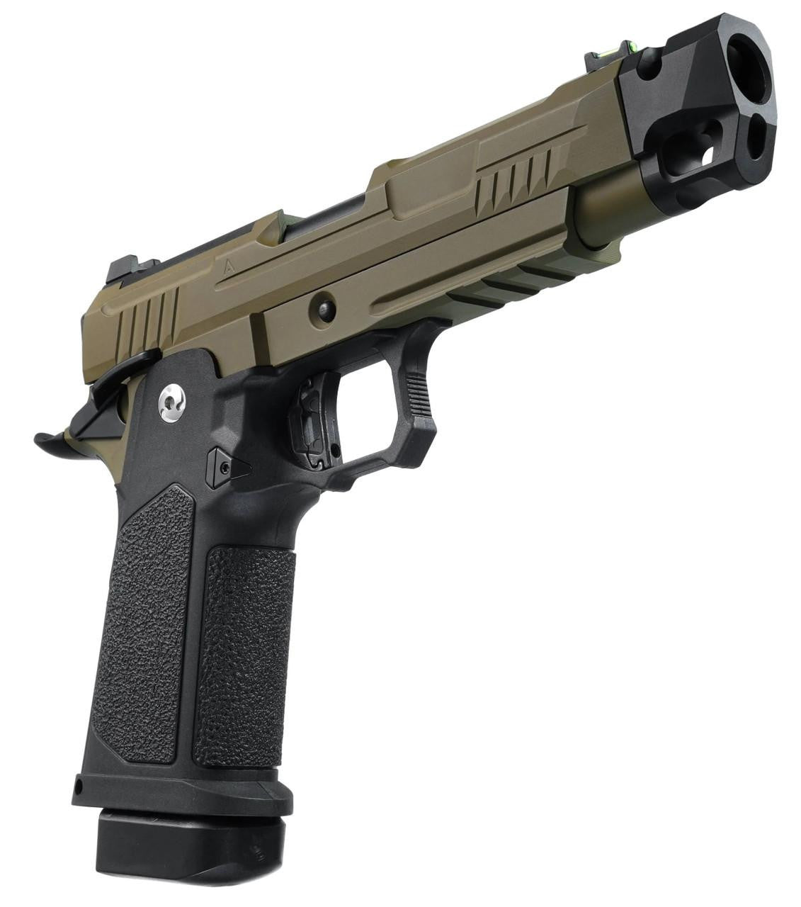 ARCTURUS Vanguard 4.3" Hi-Capa GBB Airsoft Pistol w/ Optics Ready Slide & Compensator, Black/Tan