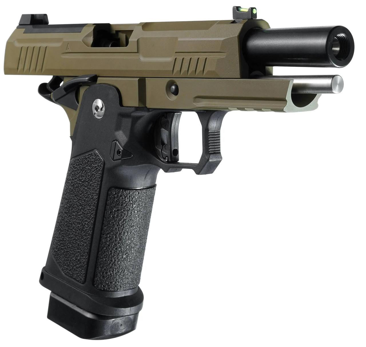 ARCTURUS Vanguard 4.3" Hi-Capa GBB Airsoft Pistol w/ Optics Ready Slide, Black/Tan