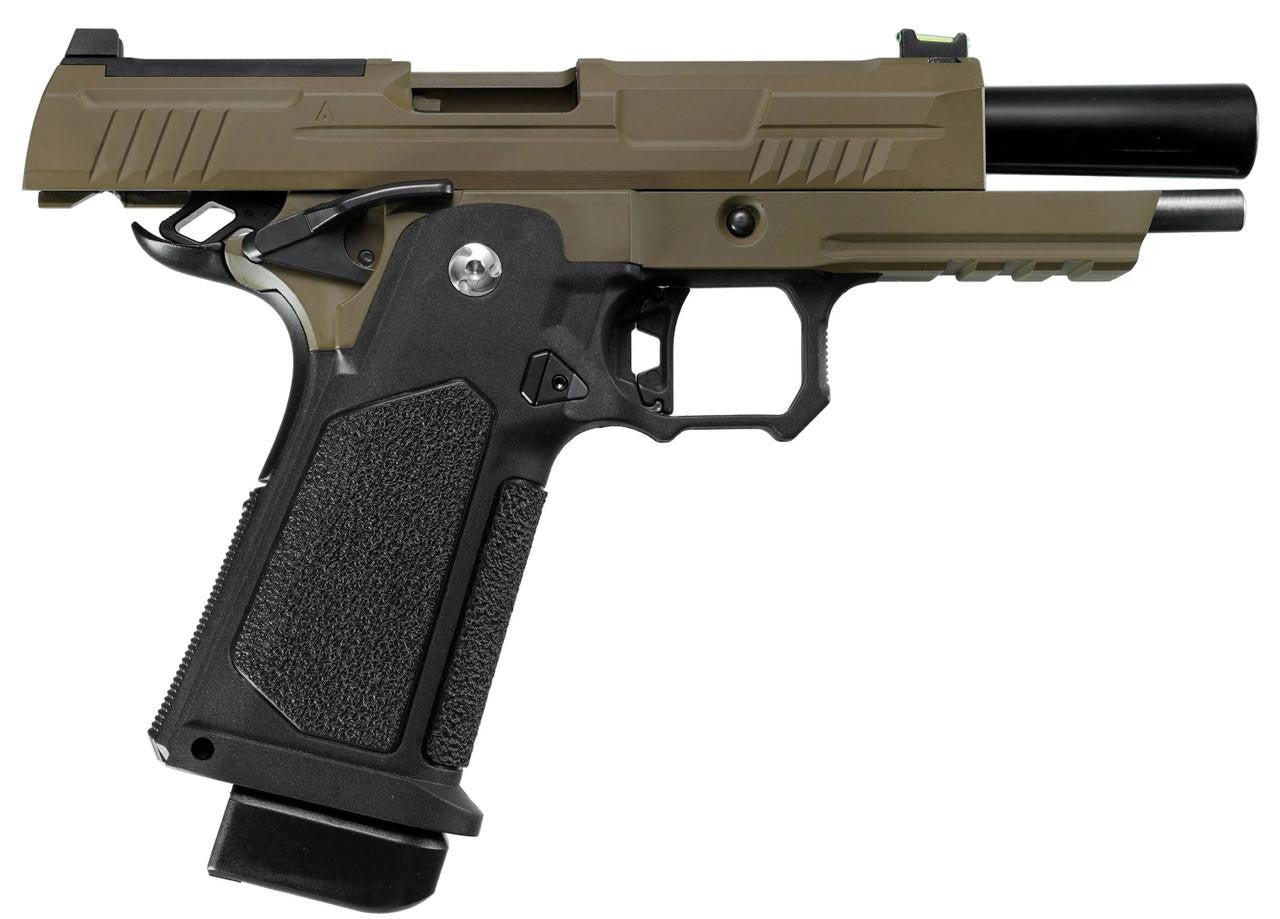 ARCTURUS Vanguard 4.3" Hi-Capa GBB Airsoft Pistol w/ Optics Ready Slide, Black/Tan