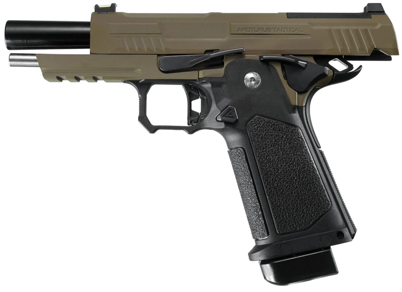 ARCTURUS Vanguard 4.3" Hi-Capa GBB Airsoft Pistol w/ Optics Ready Slide, Black/Tan