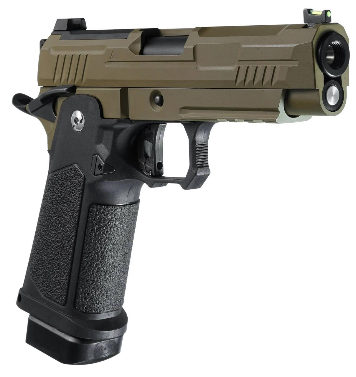 ARCTURUS Vanguard 4.3" Hi-Capa GBB Airsoft Pistol w/ Optics Ready Slide, Black/Tan