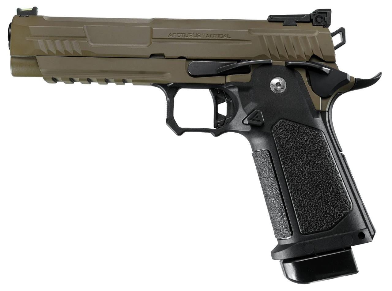 ARCTURUS Vanguard 5" Hi-Capa GBB Airsoft Pistol, Black/Tan
