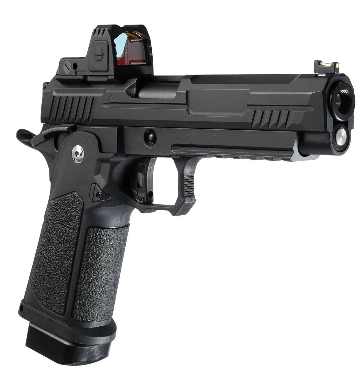 ARCTURUS Vanguard 5" Hi-Capa GBB Airsoft Pistol w/ Optics Ready Slide & ARS-1 Red Dot Combo, Black