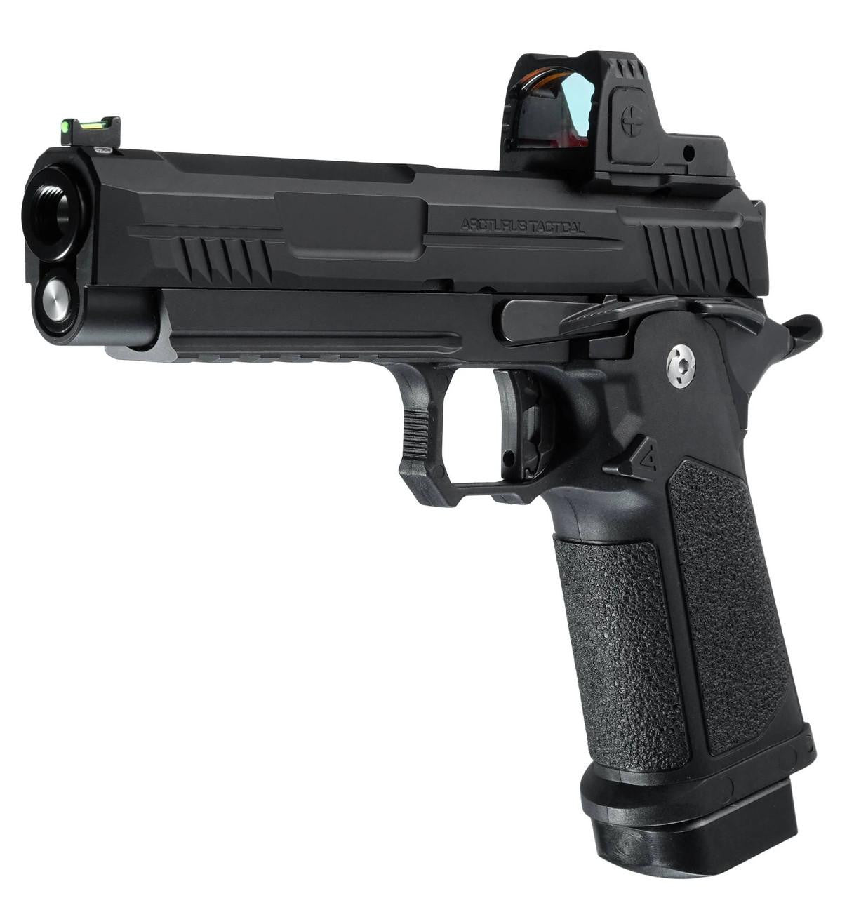 ARCTURUS Vanguard 5" Hi-Capa GBB Airsoft Pistol w/ Optics Ready Slide & ARS-1 Red Dot Combo, Black