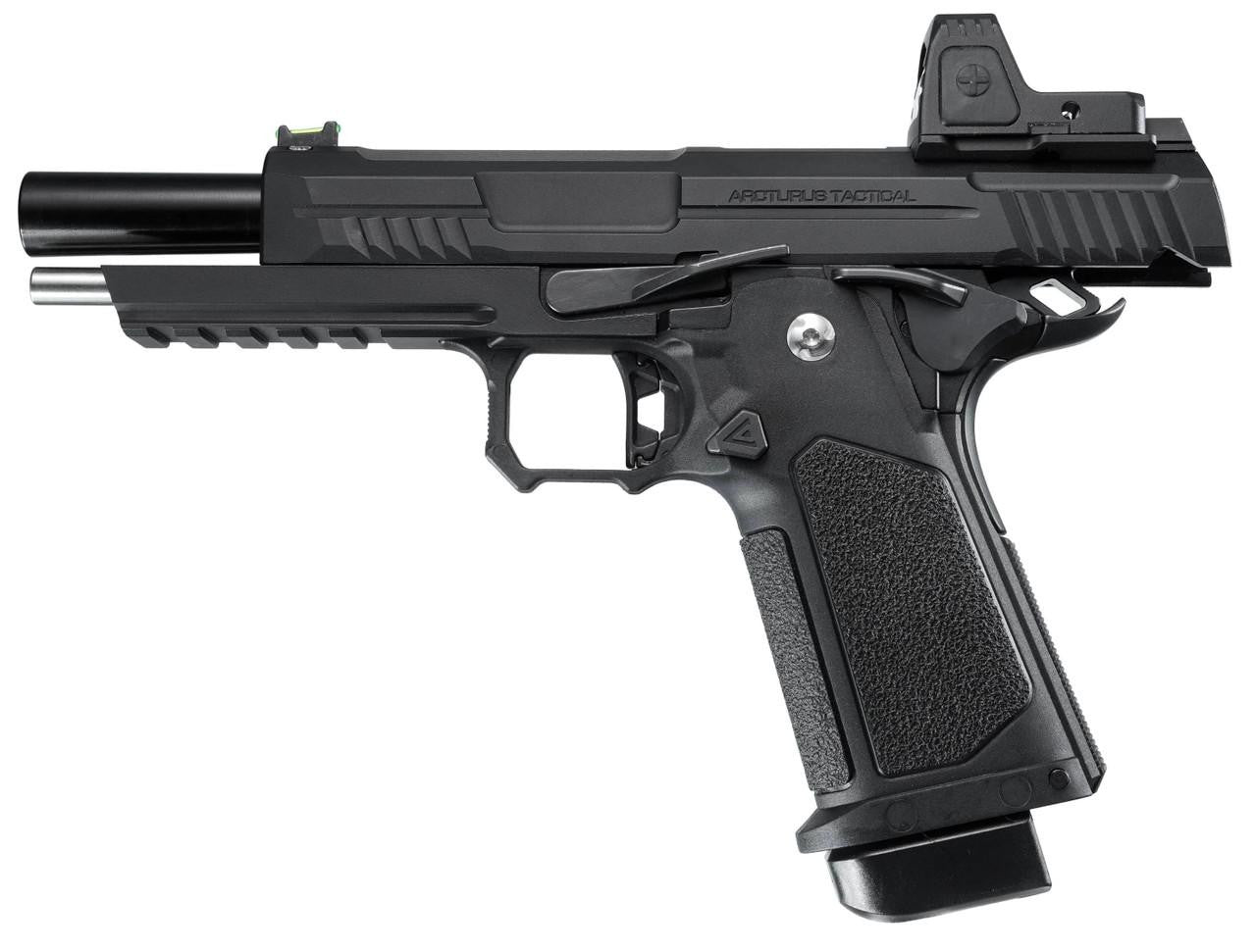 ARCTURUS Vanguard 5" Hi-Capa GBB Airsoft Pistol w/ Optics Ready Slide & ARS-1 Red Dot Combo, Black