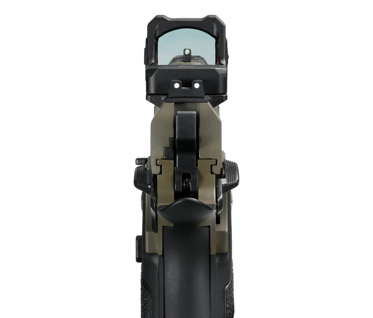 ARCTURUS Vanguard 5" Hi-Capa GBB Airsoft Pistol w/ Optics Ready Slide & ARS-1 Red Dot Combo, Black/Tan