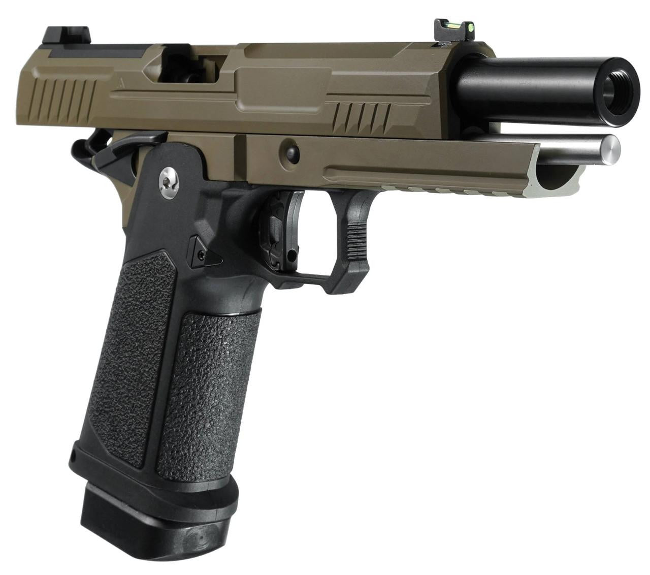 ARCTURUS Vanguard 5" Hi-Capa GBB Airsoft Pistol w/ Optics Ready Slide, Black/Tan