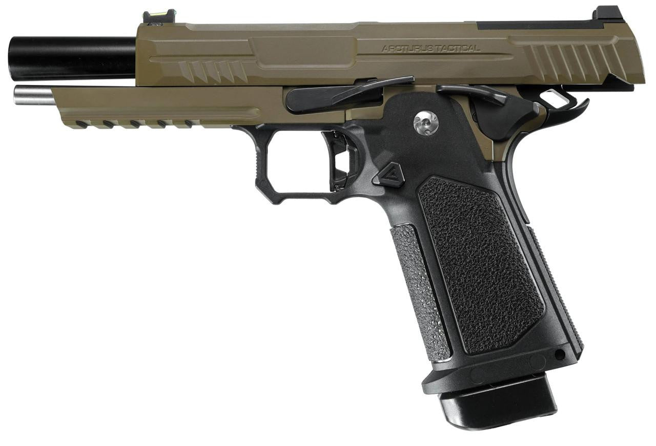 ARCTURUS Vanguard 5" Hi-Capa GBB Airsoft Pistol w/ Optics Ready Slide, Black/Tan
