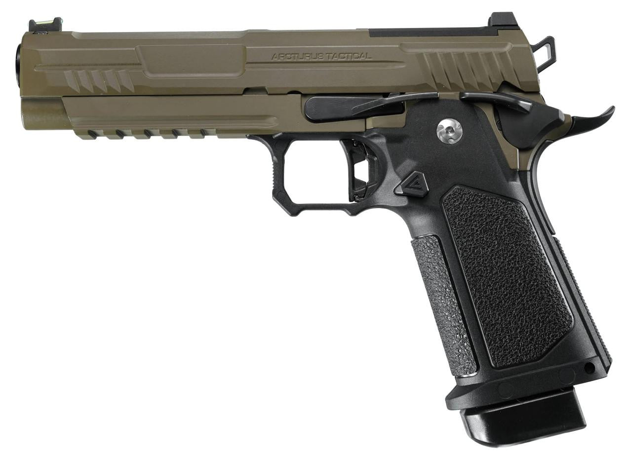 ARCTURUS Vanguard 5" Hi-Capa GBB Airsoft Pistol w/ Optics Ready Slide, Black/Tan