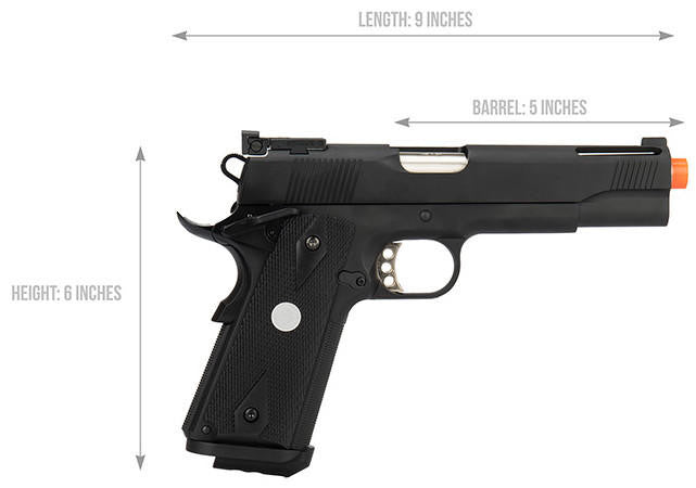 Army Armament Full Metal R30 1911 Gas Blowback Airsoft Pistol, Black