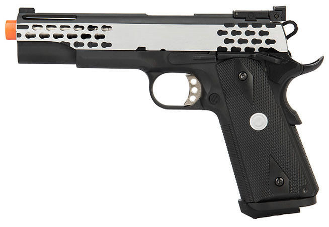 Army Armament Full Metal R30 1911 Gas Blowback Airsoft Pistol, Black/Silver