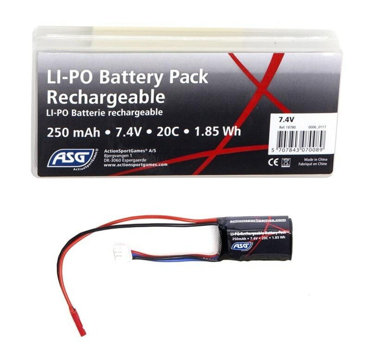 ASG 7.4v 250mAh HPA LiPO Battery