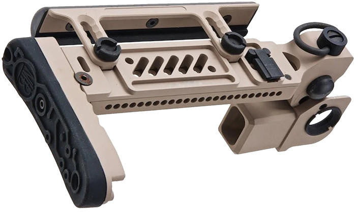Atlas Custom Works PT-5 Side Folding Stock for GHK AKM Airsoft AEG Rifles, Tan