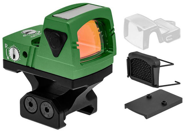 Atlas Custom Works xForce Solar Powered Mini Red Dot with Mount, Green