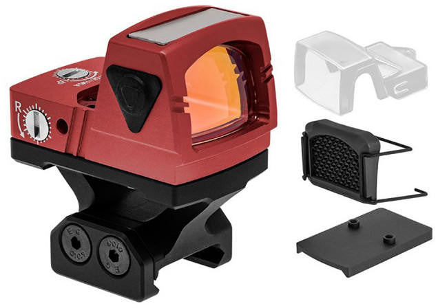 Atlas Custom Works xForce Solar Powered Mini Red Dot with Mount, Red