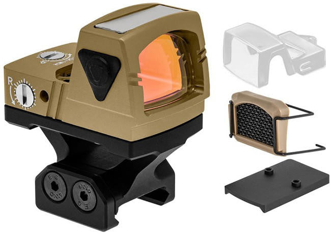 Atlas Custom Works xForce Solar Powered Mini Red Dot with Mount, Tan