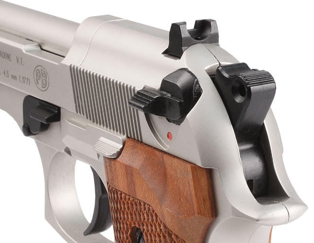 Beretta 92FS CO2 .177 Nickel Air Gun, Silver/Wood
