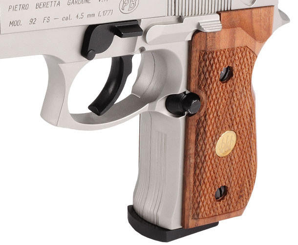 Beretta 92FS CO2 .177 Nickel Air Gun, Silver/Wood