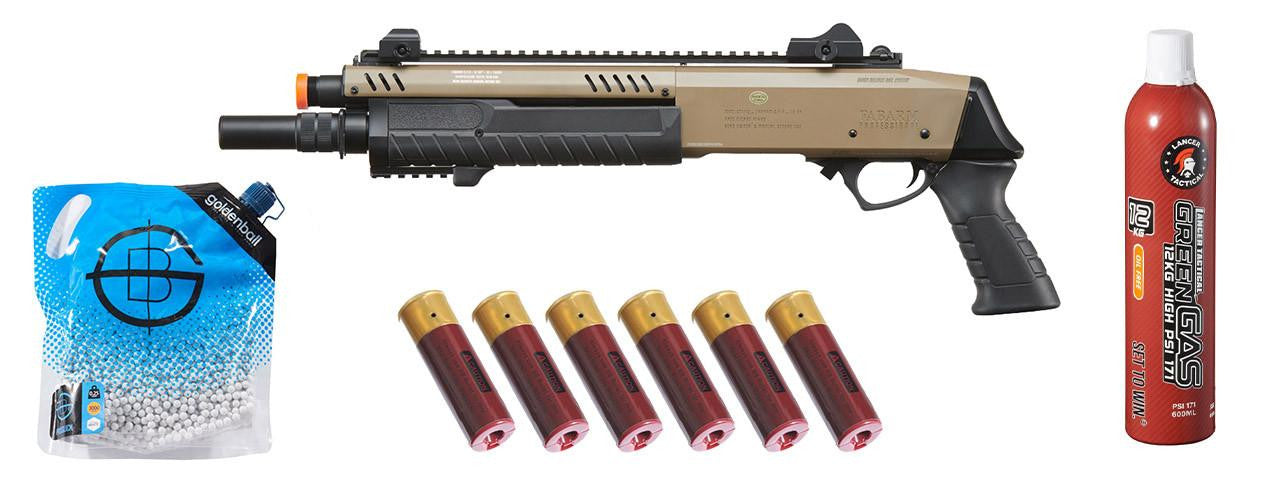 BO Manufacture REP FABARM STF12 Short 11" Pump Action Gas Airsoft Shotgun w/ Green Gas & Shell Combo, Flat Earth