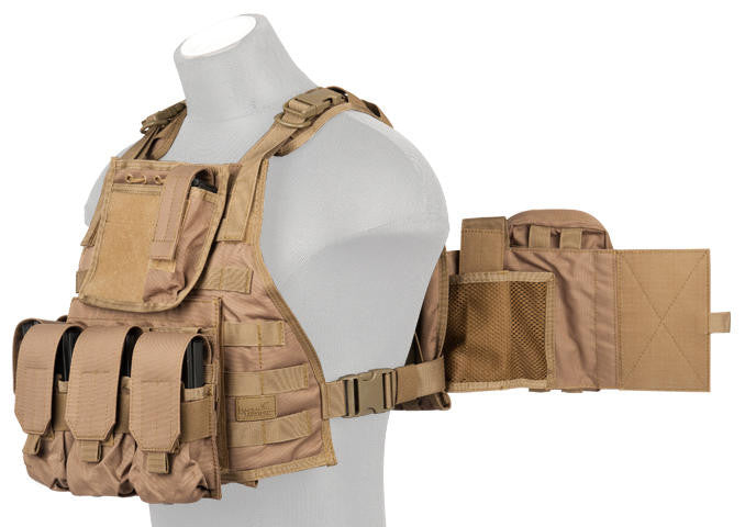 Lancer Tactical Assault Airsoft Tactical Vest, Coyote Brown