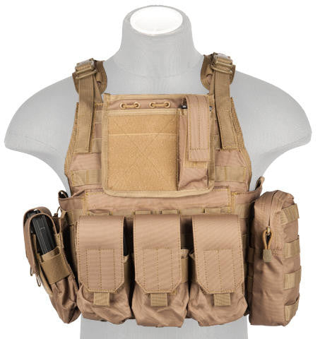 Lancer Tactical Assault Airsoft Tactical Vest, Coyote Brown