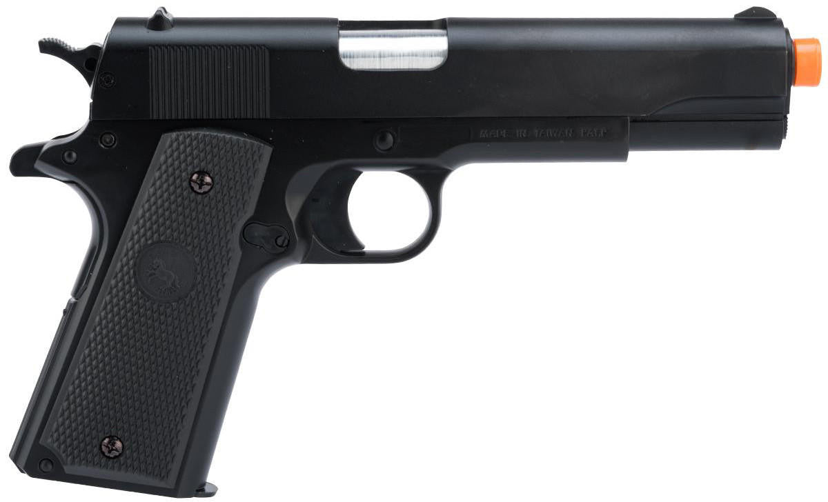 Colt Licensed Full Size M1911A1 Airsoft Spring Pistol with Metal Slide, Black