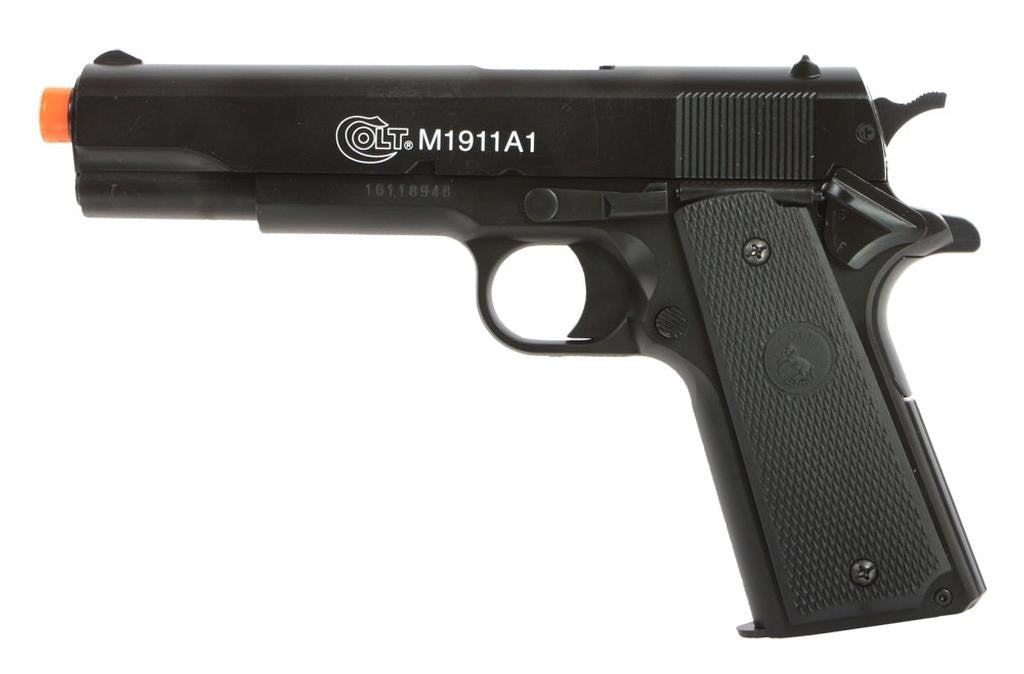 Colt M1911 Spring Airsoft Pistol, Metal Slide, Black