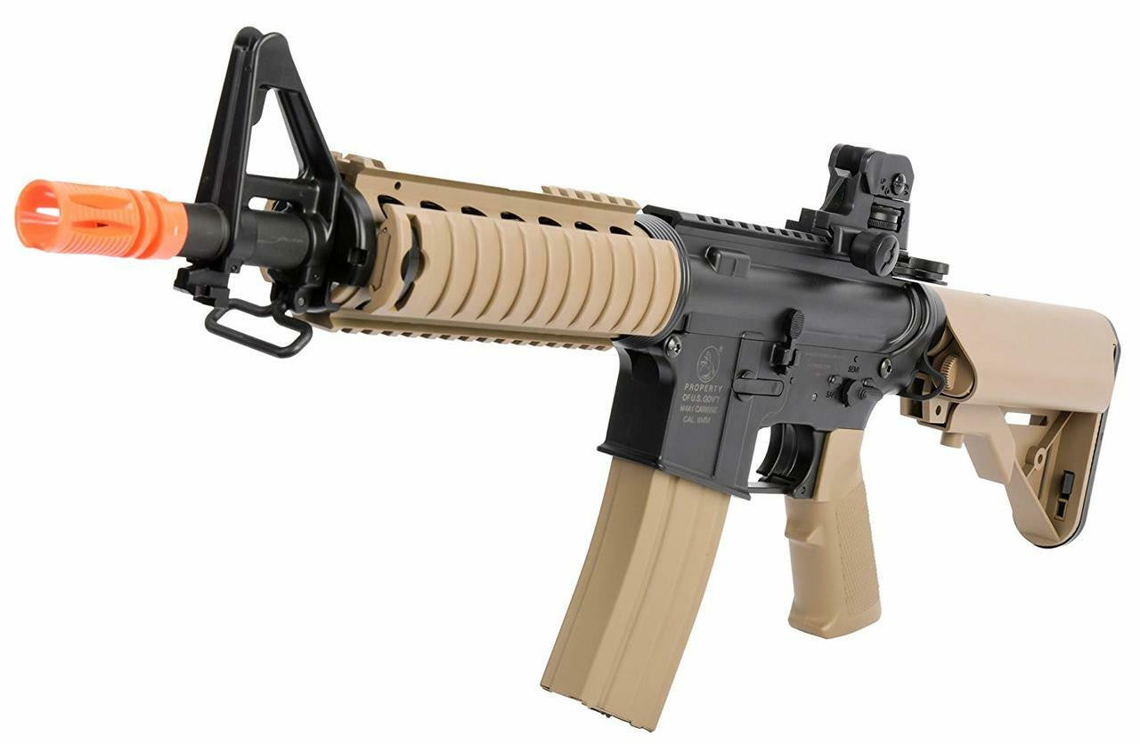Colt M4A1 CQBR RIS AEG Airsoft Rifle, Tan/Black
