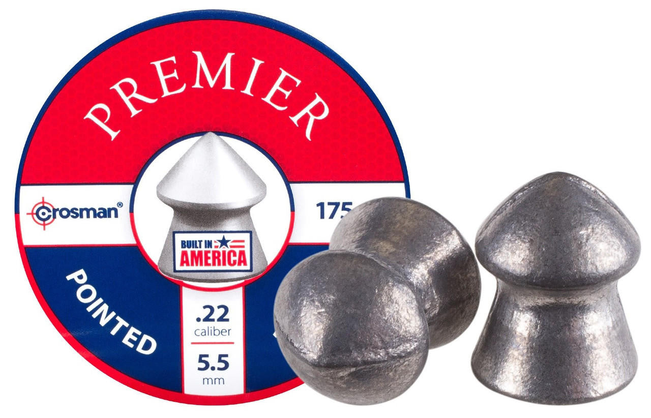 Crosman Field Hunting .22 Cal 14.3 Grains Pointed Pellets, 175ct, Silver
