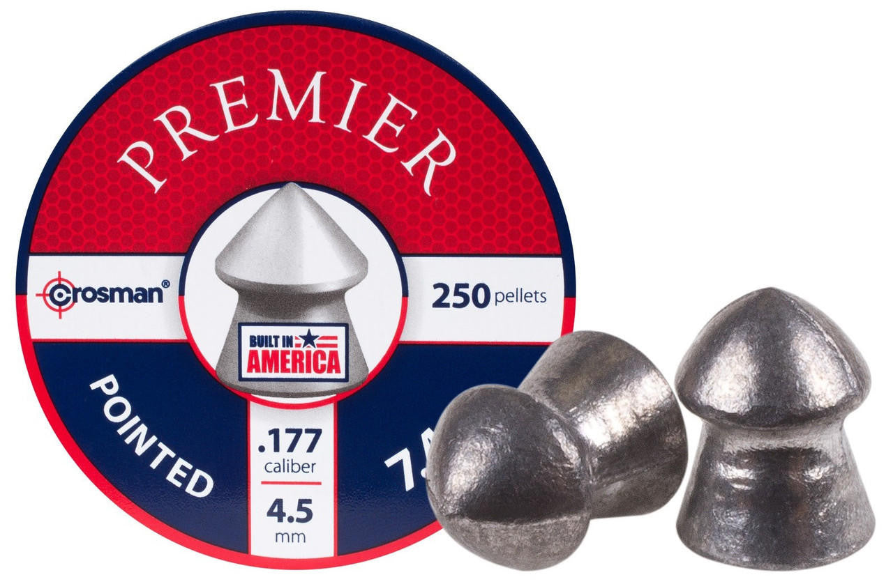 Crosman Hunting .177 Cal 7.4 Grains Pointed Pellets, 250ct, Silver
