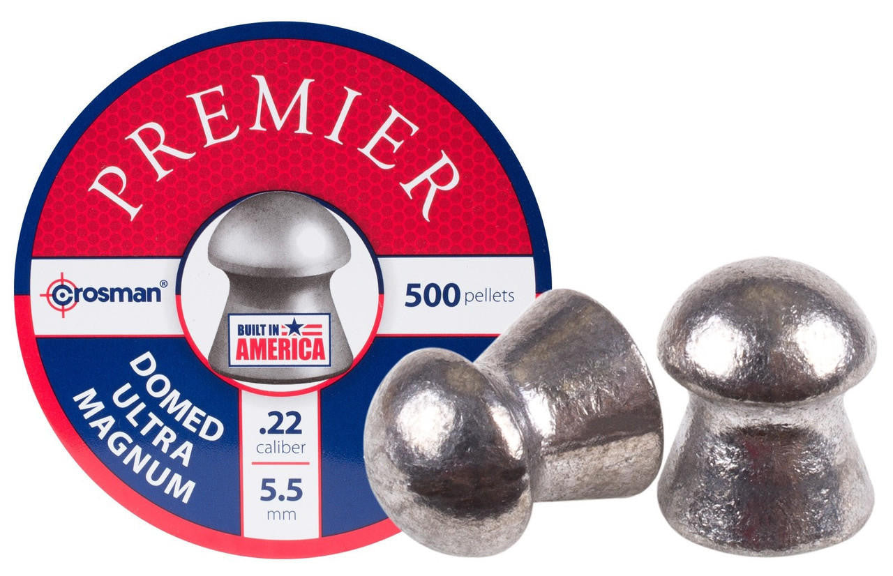 Crosman Premier .22 Cal 14.3 Grains Domed Pellets, 500ct, Silver