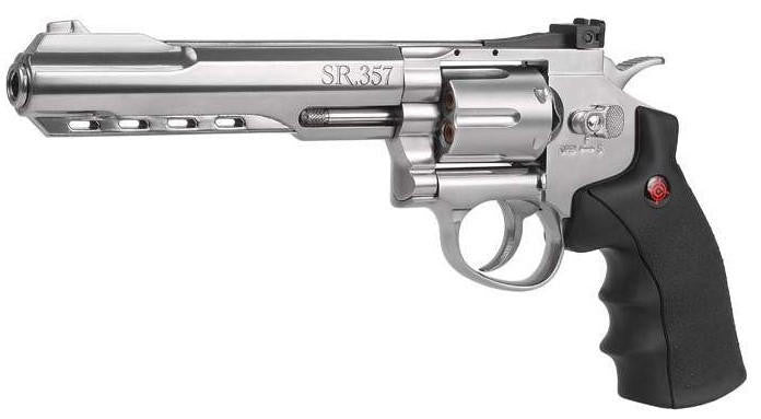 Crosman SR.357 CO2 Revolver 0.177 Cal Airgun, Silver